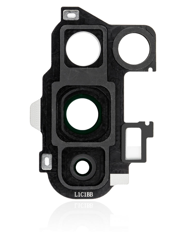 Onyx black replacement back camera lens with bracket for OnePlus 8 Pro, showing the lens and mounting hardware.