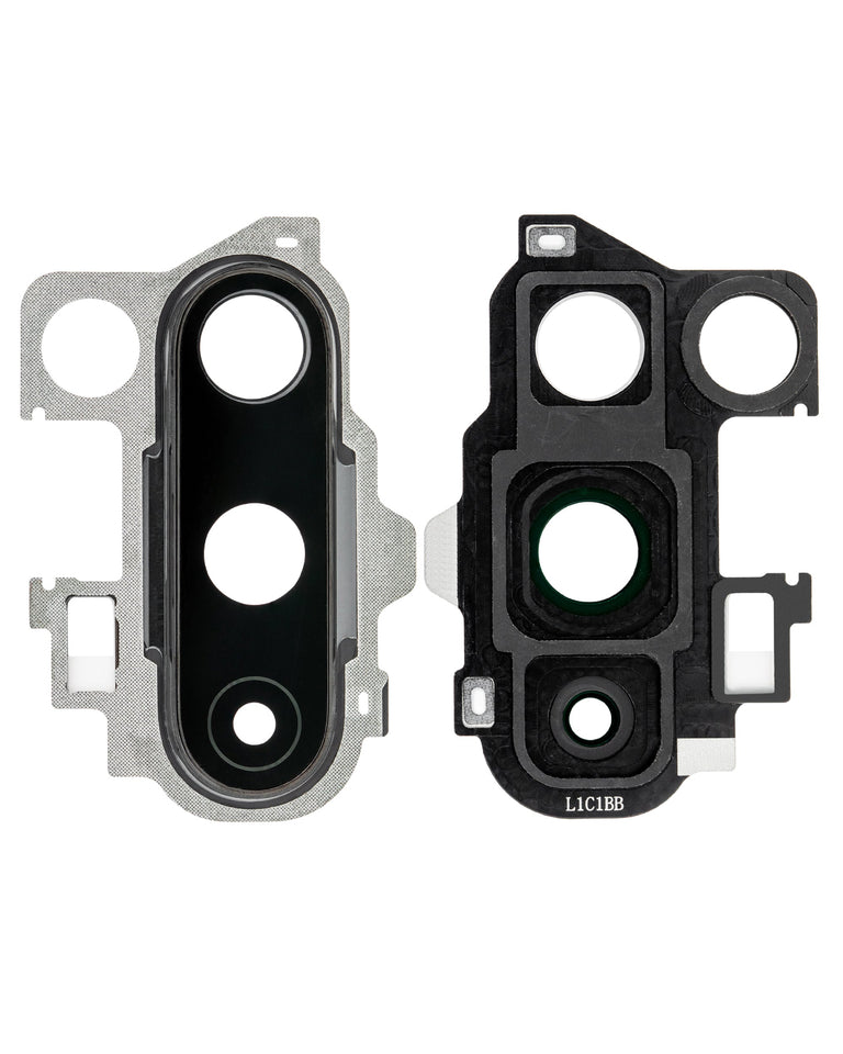 Onyx black replacement back camera lens with bracket for OnePlus 8 Pro, shown on a white background.
