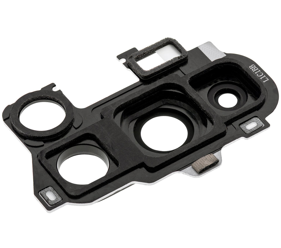 Onyx black replacement back camera lens with bracket for OnePlus 8 Pro, showing the lens and mounting components.