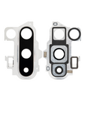White replacement back camera lens with bracket for OnePlus 8 Pro, showing the lens and mounting bracket in detail.