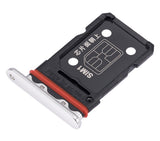 Dual SIM card tray for OnePlus 10 Pro in panda white, compatible replacement part with metal and plastic components.