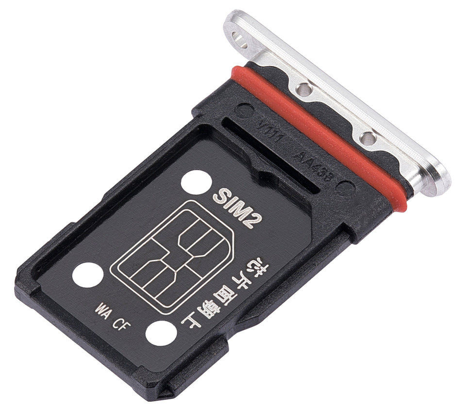 Dual SIM card tray for OnePlus 10 Pro in panda white, compatible replacement part for dual SIM card slot.