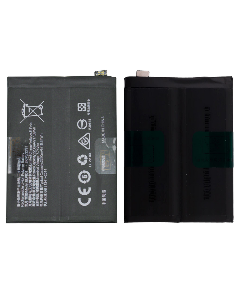 Replacement battery for OnePlus 9R and 8T smartphones, compatible BLP801 model, shown in the image.