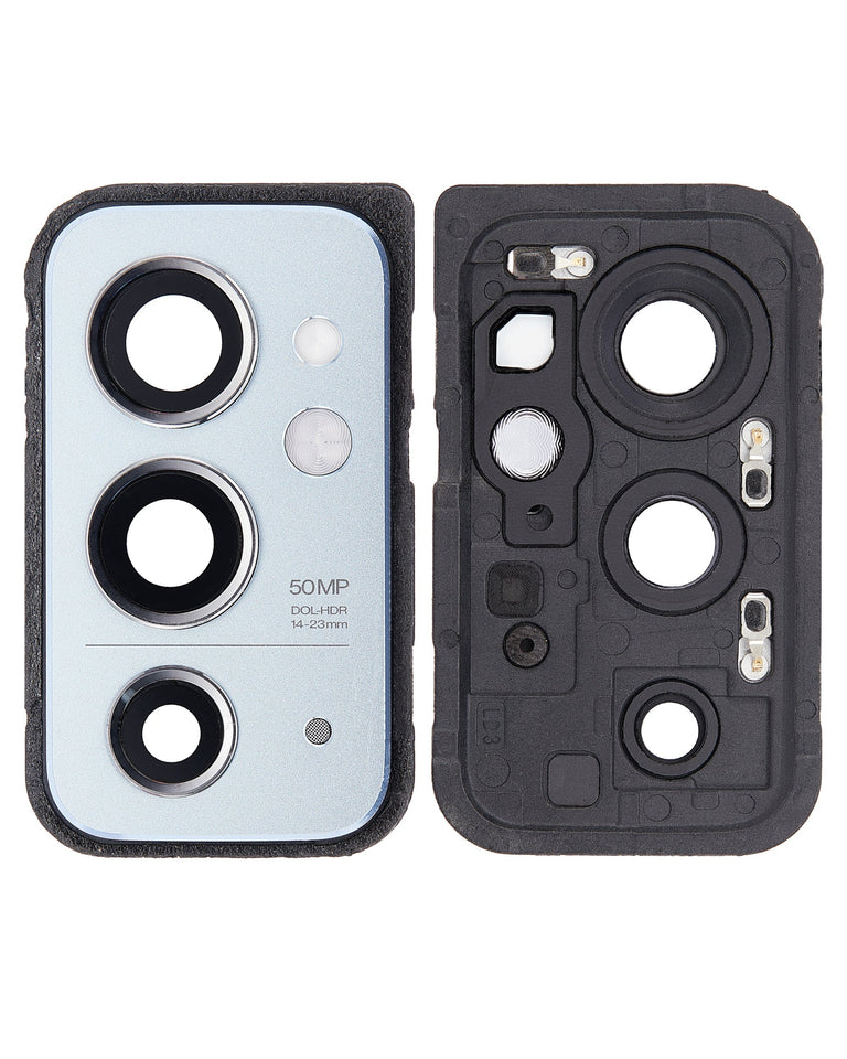 Replacement Back Camera Lens with Cover Bezel Ring Compatible for OnePlus 9RT 5G (Nano Silver)