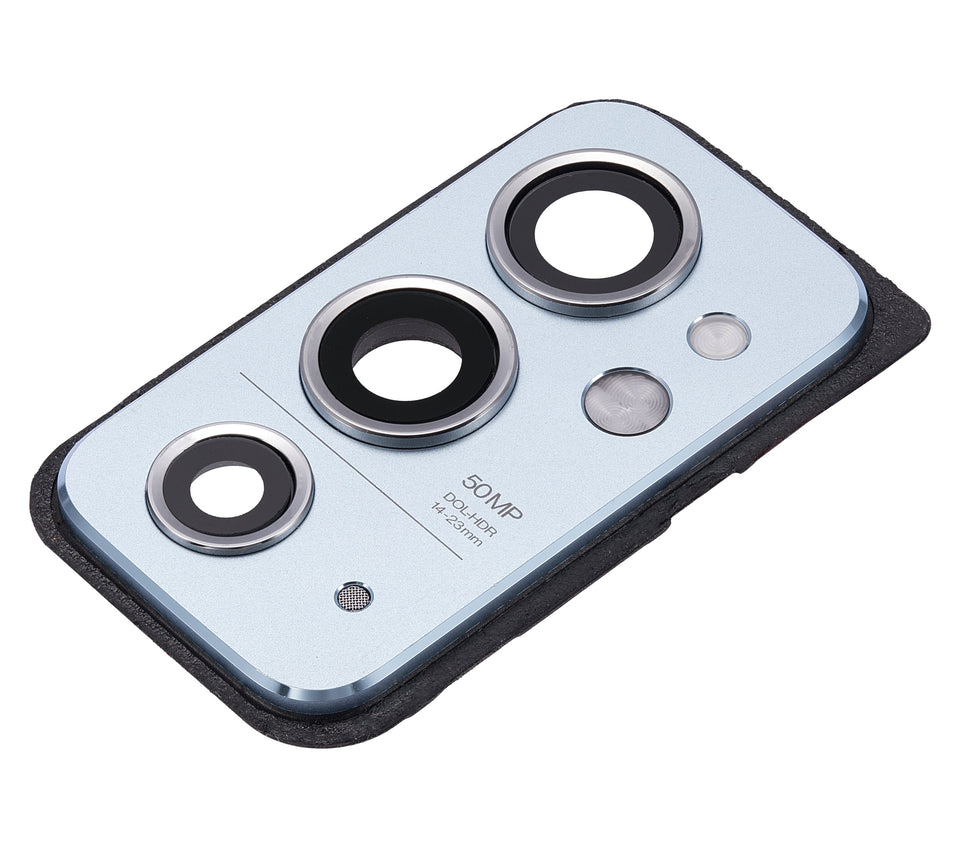 Replacement Back Camera Lens with Cover Bezel Ring Compatible for OnePlus 9RT 5G (Nano Silver)