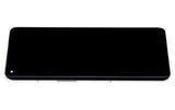 Refurbished Panda White OLED assembly with frame replacement for OnePlus 10 Pro, showing the screen and frame components.