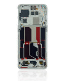 Refurbished Panda White OLED assembly with frame replacement for OnePlus 10 Pro, showing the screen and frame in the image.