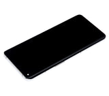 Refurbished OnePlus 10 Pro OLED assembly with frame in Panda White, showing front view of the replacement screen and frame.