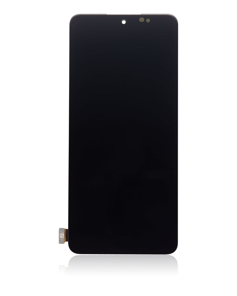 Refurbished OnePlus 10R OLED assembly without frame, showing colorful display with black edges and connector at the bottom.