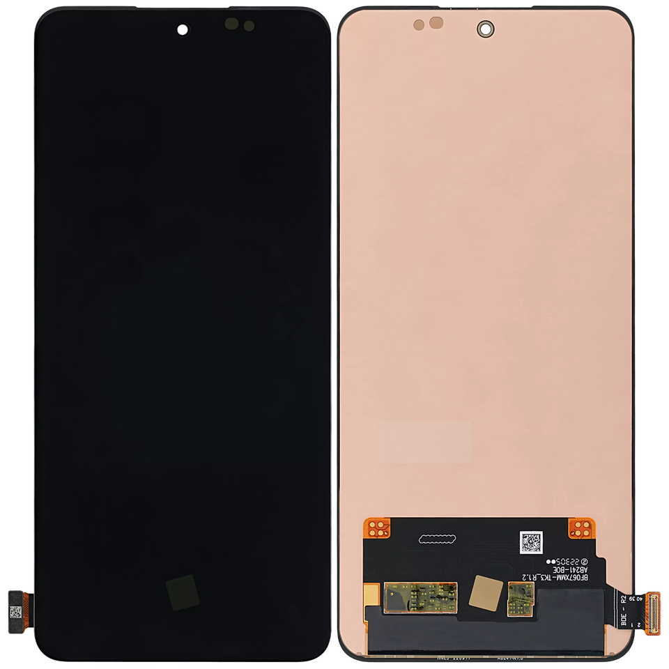 Refurbished OnePlus 10T OLED assembly without frame in various colors, showing the sleek screen and connectors.