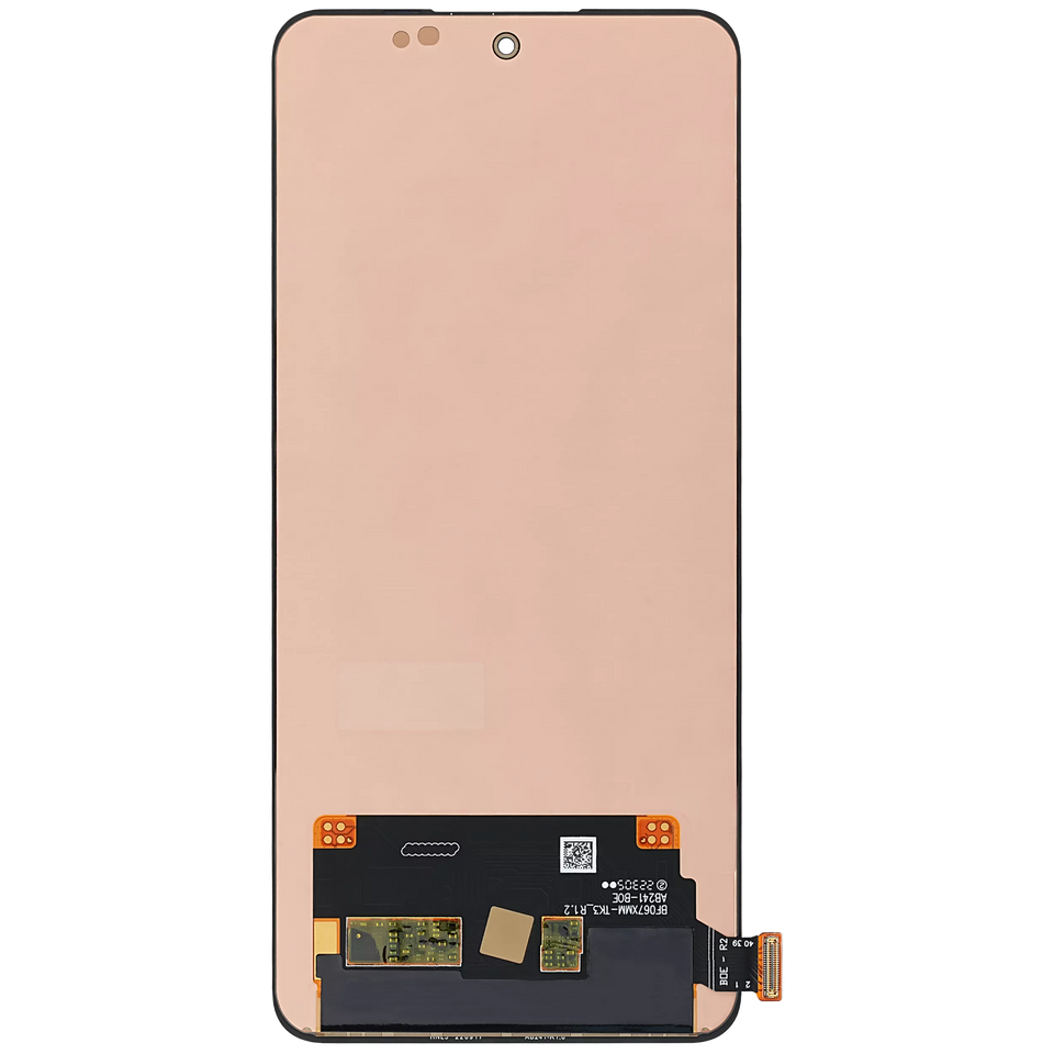 Refurbished OnePlus 10T OLED assembly without frame in various colors, showing the sleek display panel with connectors and circuitry.