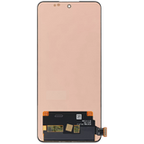 Refurbished OnePlus 10T OLED assembly without frame in various colors, showing the sleek display panel with connectors and circuitry.