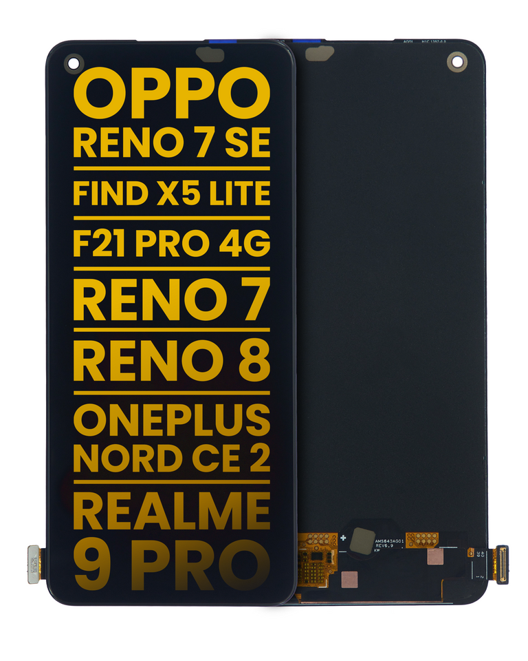 Replacement OLED Assembly Without Frame Compatible For OPPO Reno 7 SE 5G, Find X5 Lite, F21 Pro 4G, Reno 7/8/8T, Realme 9/10/9 Pro, Narzo 50 Pro, A78 4G (Refurbished)