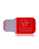 Left replacement battery extracting sticker for OnePlus 10 Pro, genuine OEM, used for safe battery removal and repair.