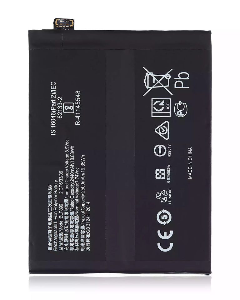 High-quality OEM replacement battery for OnePlus 10 Pro (BLP899) showing the battery with branding and connectors.
