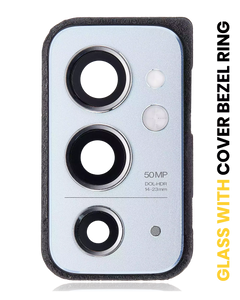 Replacement Back Camera Lens with Cover Bezel Ring Compatible for OnePlus 9RT 5G (Nano Silver)