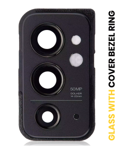 Replacement Back Camera Lens with Cover Bezel Ring Compatible for OnePlus 9RT 5G (Hacker Black)