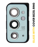 Replacement Back Camera Lens with Cover Bezel Ring Compatible for OnePlus 9RT 5G (Blue)