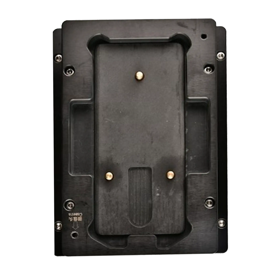 Genuine OEM replacement back cover holding mould for OnePlus 8 Pro, top and bottom, in black plastic.