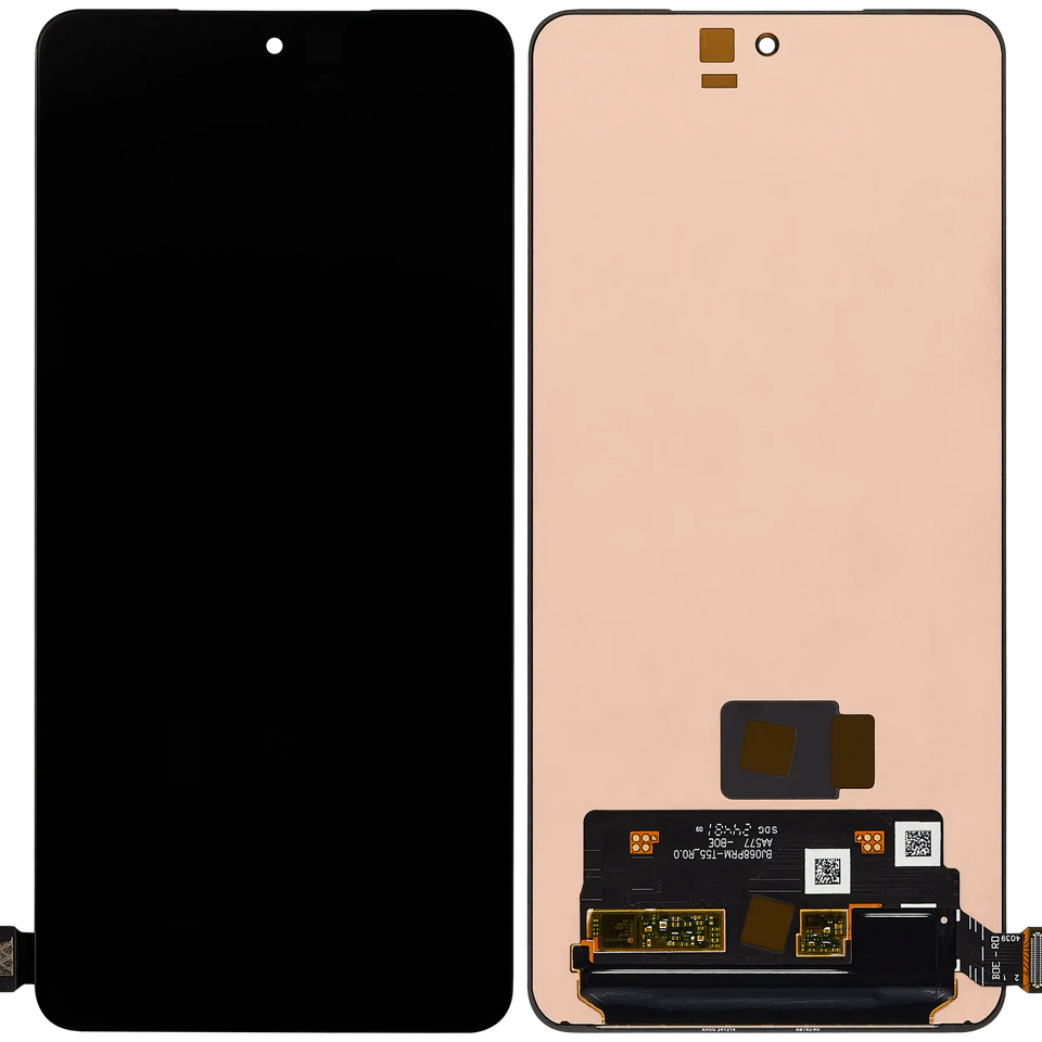 Refurbished OLED assembly without frame for OnePlus Ace 5 5G in all colors, showing the screen and connectors.