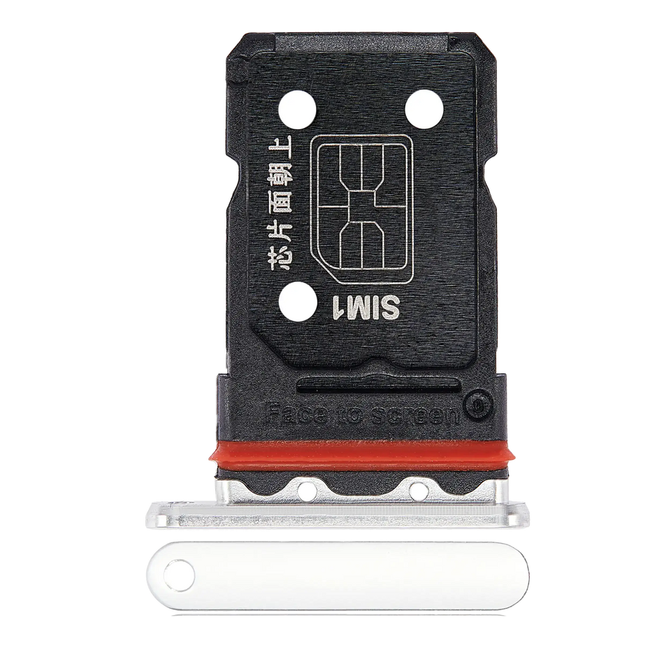 Dual SIM card tray for OnePlus 10 Pro in Panda White, compatible replacement part for dual SIM card slots.